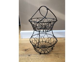 Two Tiered Black Metal Storage Baskets