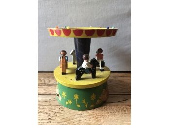 Rare Handpainted Swiss Reuge Working Music Box Carousel/Merry Go Round