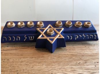 Hand Made And Painted Ceramic Menorah - 1987