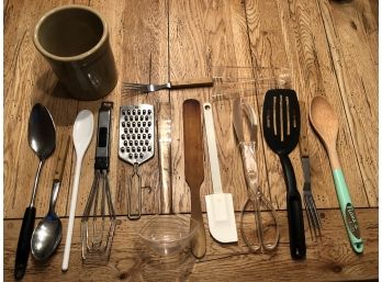 13 Kitchen Utensils In Crock