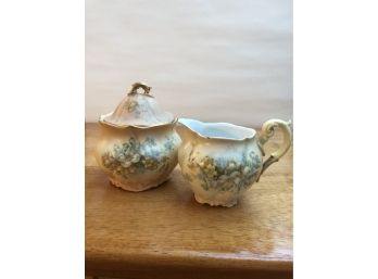 Antique Rudolstadt Sugar Bowl And Creamer