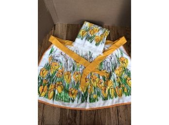 Handmade Apron And Kitchen Towel From The 60s