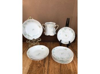 Random Haviland Limoges Lot - Blue - 9 Pieces