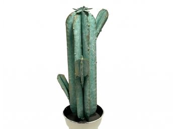 Unique Metal Cactus Sculpture With White Pot. Purchased At Four Seasons Scottsdale, AZ