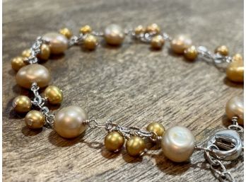 Honora Multi-color Freshwater Pearl Sterling Silver Cluster Bracelet With Extended Clasp Chain