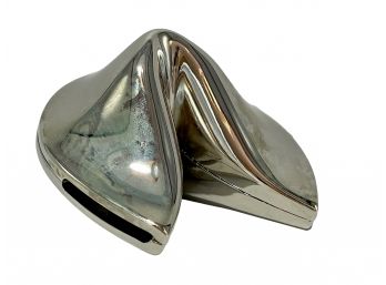 Silver Fortune Cookie Hinged Box. Write Your Own Message.