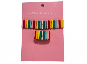 Museum Of Ice Cream Sprinkle Bracelet & Ring Set. New, Never Worn