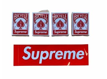 New! 4 Supreme Mini Playing Card Decks & Supreme Stickers