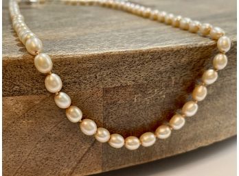 Honora 19 Inch Freshwater Oval Peach Pearl Necklace With Sterling Silver Clasp