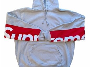 NEW! Supreme Grey Cropped Panels Hooded Sweatshirt -Mens Medium