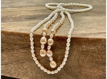 Honora Fresh Water Pearl, Lariat Style Necklace. 33 L W/white & Champagne Pearls