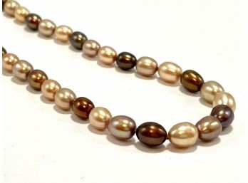 Honora 16 Inch Tri-color Oval Freshwater Pearl Necklace With Sterling Silver Clasp