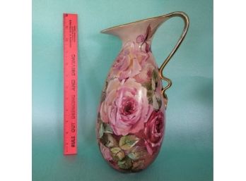 'the Handel Co' Made In Meriden, Limoges Floral Pattern Pitcher - 14' Tall