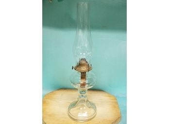 TALL Antique Clear Eagle Pedestal Oil Lamp