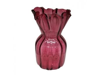 9' Fenton Pilgrim Cranberry Glass Vase