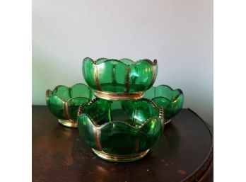 4 Riverside Emerald Glass 3.75'wide Bowls