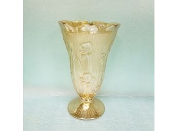 9' Carnival Glass Iris And Herringbone Flora Jeanette Glass Vase