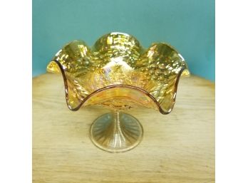 1940's Marigold Carnival Glass Pedestal Compote