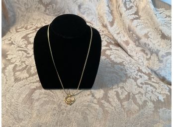 Gold Tone Chain With Rhinestone Claddagh Pendant - Lot #14