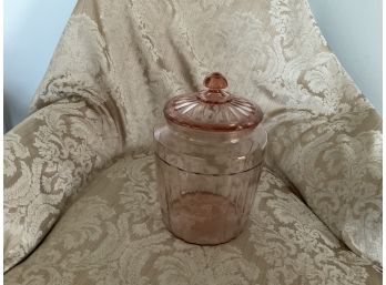 Vintage Pink Depression Glass Cookie/biscuit Jar