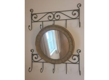 Round Mirror With Coat Rack