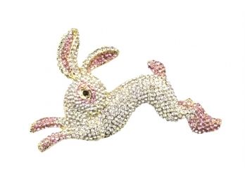 Incredible Rhinestone Encrusted Hopping Hare Brooch