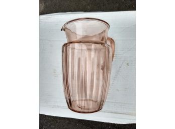 Vintage Blush Pink Depression Glass Lemonade Pitcher - Panel Optic Or Ridged Pattern
