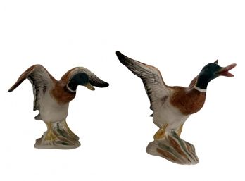 Pair Of Ceramic Geese Figurines