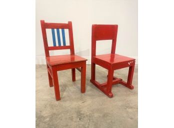 Lot Of  Two Vintage School Chairs