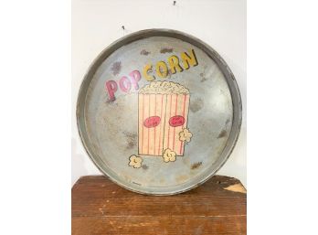 Hand Painted Round Metal 'popcorn' Tray