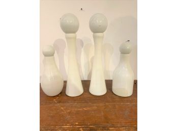 Lot Of 4 Decorative Milk Glass Bottles