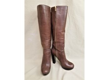 Women's Michael Kors Mocha 'lesly' Platform Knee High Boots Size 8M