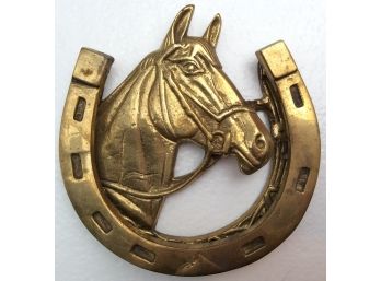 SOLID BRASS HORSE DOOR KNOCKER: Vintage Lucky Horseshoe, Realistic & Detailed, Equestrian, Country, Farm Barn