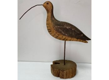 Vintage Carved Wooden Carved Shore Bird Decoy Wader - Richard Morgan Maker - Washington CT