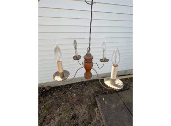 Antique Wooden Chandelier With 4 Arms