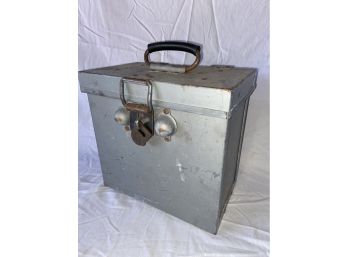 Vintage Metal GB Film Reel Storage Lock Box Container Made In USA