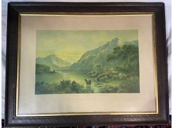 Evening In The Highlands , Matted And Antique Frame, Print ,  32 X24 Inches