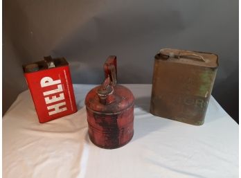 Vintage Gas And Oil Cans, All 10-12 Inches Tall, Rusted