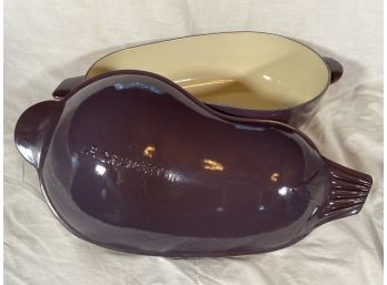 New Le Creuset France Eggplant 5 US Quart 18x9x6 Enamel Cast Iron Pot Beautiful Rare Purple Original Box Lot 1