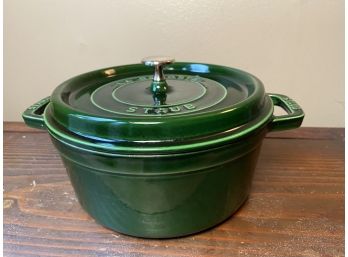 Staub La Cocotte Round Cast Iron Dutch Oven Green Enamel Pot With Lid 9x4.5