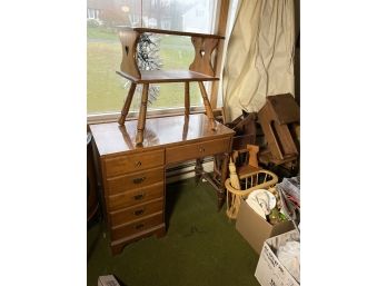 A MAPLE DESK AND STAND