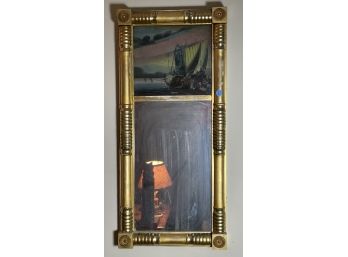 PERIOD FEDERAL MIRROR WITH REVERSE PAINTING