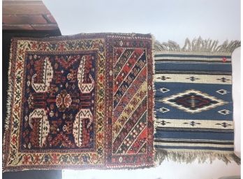 PERSIAN PRAYER RUG AND SMALL NATIVE AMERICAN MAT