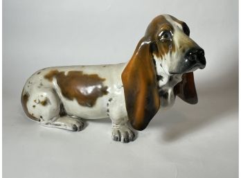 LARGE ITALIAN PORCELAIN BASSET HOUND