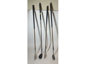 4 ANTIQUE WOOD SHAFT GOLF CLUBS