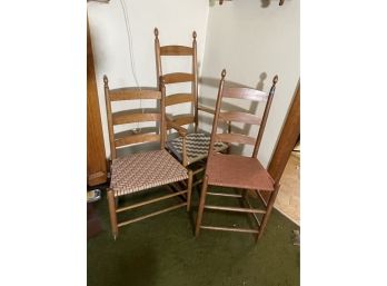 THREE MAPLE SHAKER CHAIRS, TWO ROCKERS ONE SIDE CHAIR