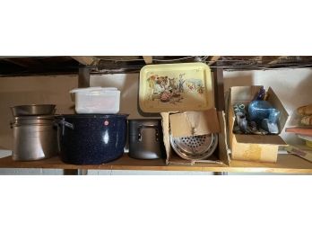 COOKWARE AND CAMPWARE INCLUDES ENAMELED  LOBSTER POT