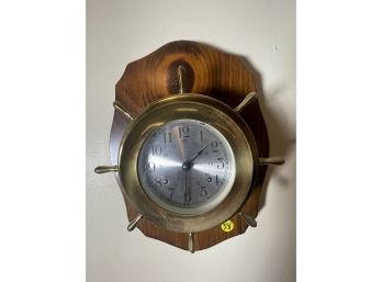 A SETH THOMAS BRASS SHIPS CLOCK