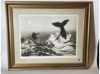 A SIGNED JACK COUGLIN WHALING PRINT