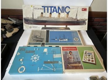 4 VINTAGE WOOD BOAT MODELS INCLUDES THE TITANIC